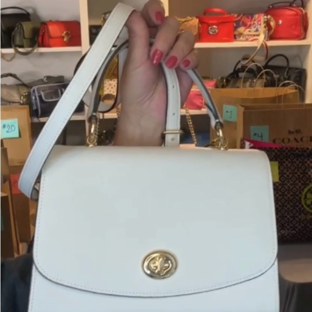 Coach White Crossbody Bag with Gold Hardware